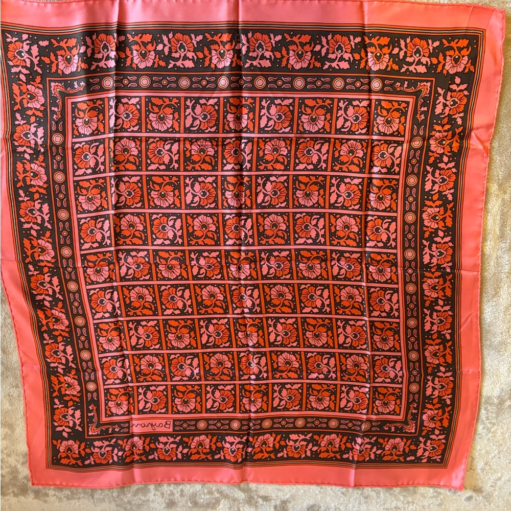 Floral Silk Scarf in Red and Black